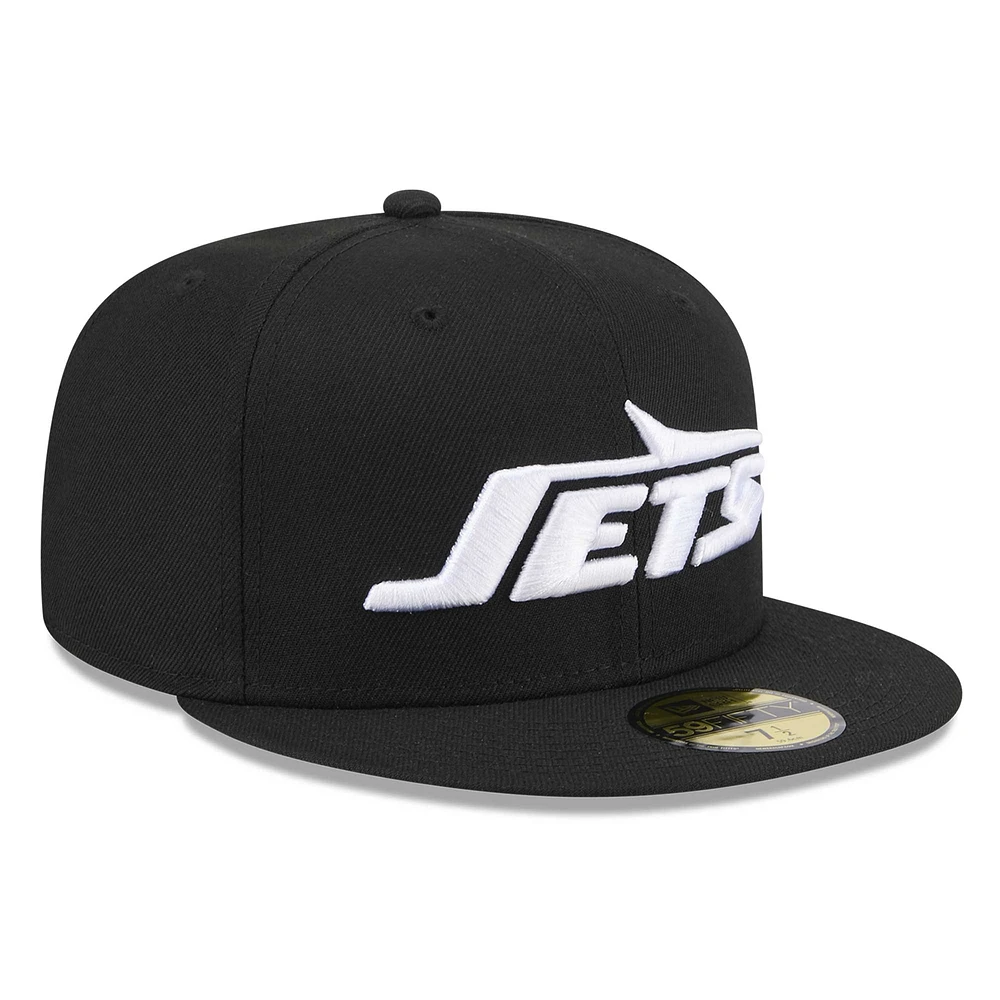 Casquette ajustée New Era noire York Jets Omaha 59FIFTY pour hommes