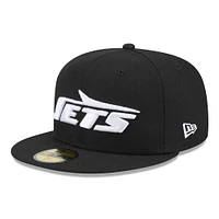 Casquette ajustée New Era noire York Jets Omaha 59FIFTY pour hommes