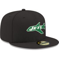 Men's New Era Black York Jets Omaha Throwback 59FIFTY Fitted Hat