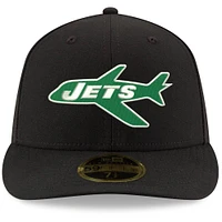 Men's New Era Black York Jets Omaha Throwback Low Profile 59FIFTY Fitted Hat