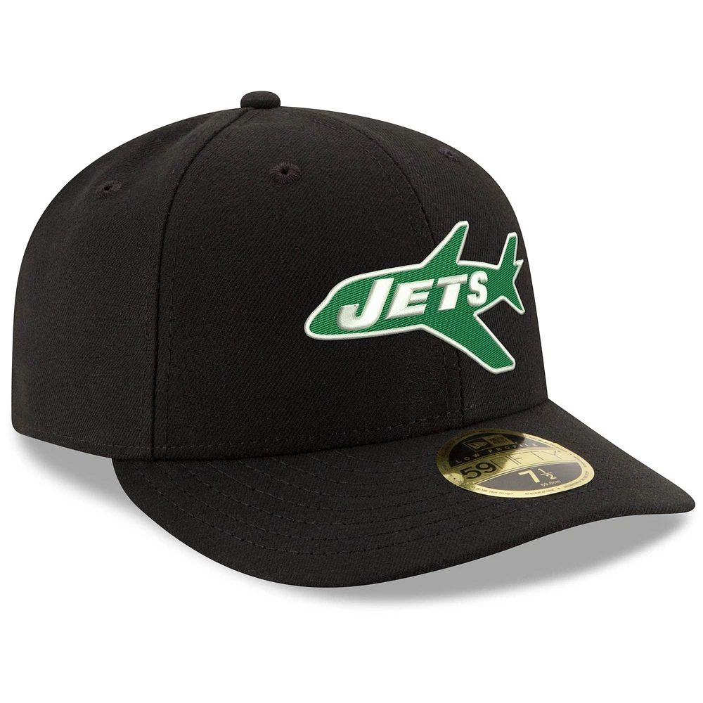 Casquette ajustée 59FIFTY pour homme New York Jets Omaha Throwback à profil bas noire Era