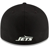 Men's New Era Black York Jets Omaha Throwback Low Profile 59FIFTY Fitted Hat