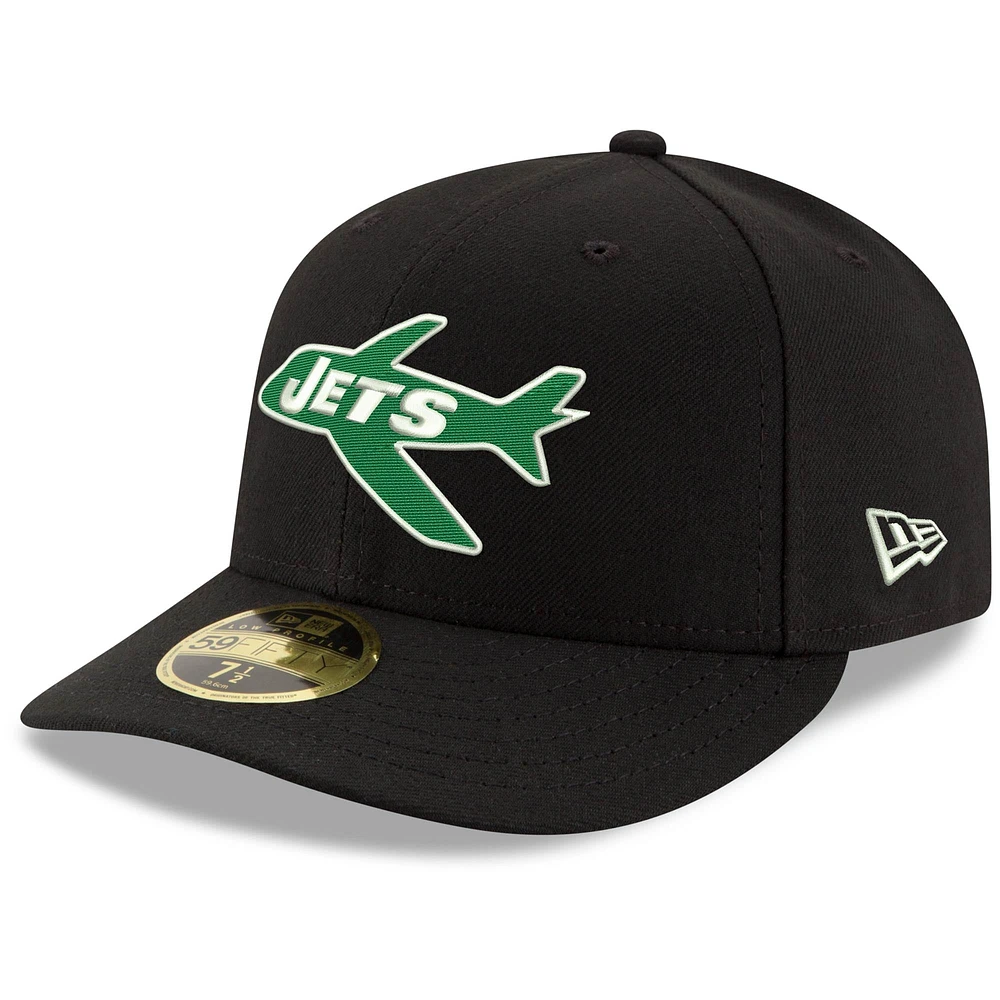 Casquette ajustée 59FIFTY pour homme New York Jets Omaha Throwback à profil bas noire Era