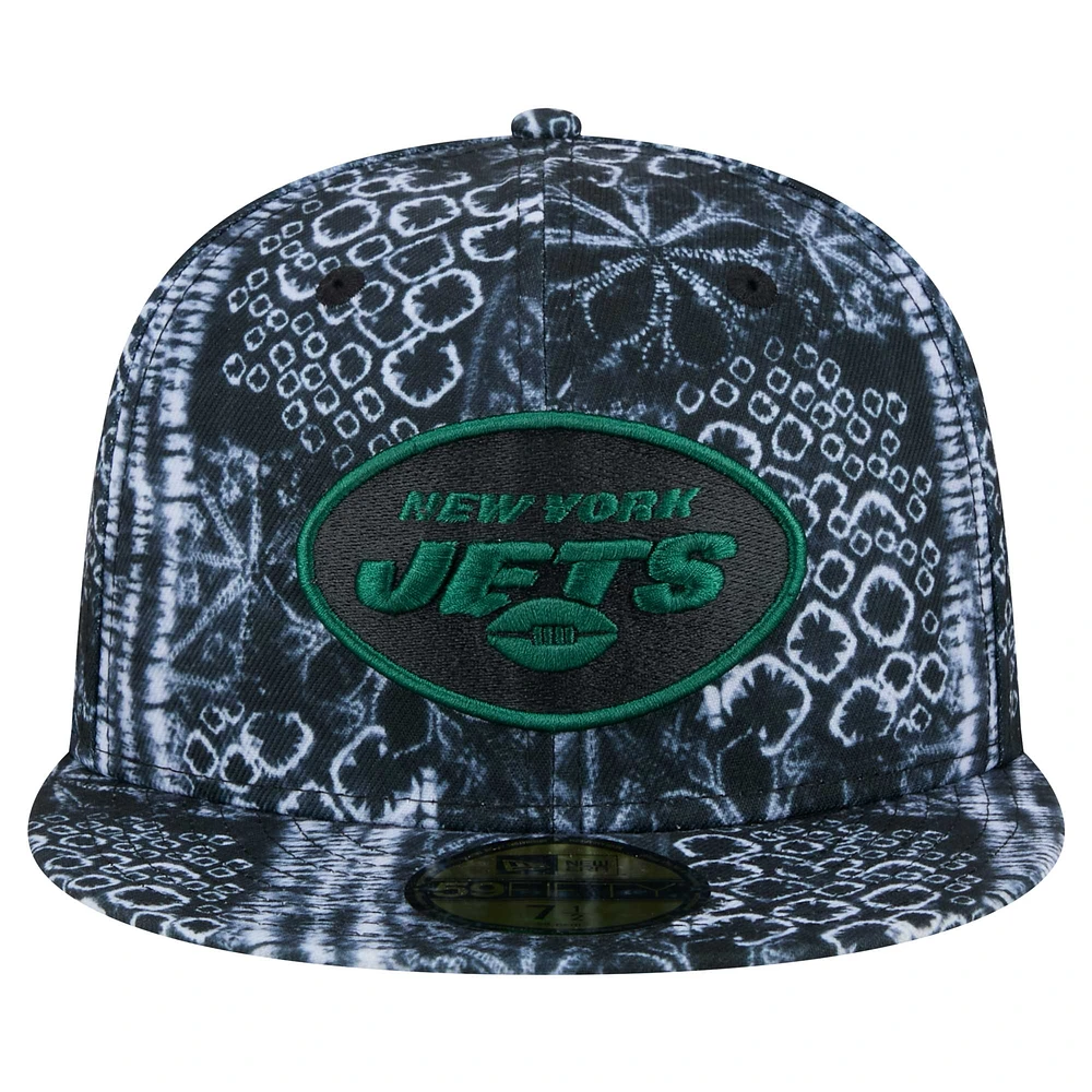 Casquette ajustée Shibori 59FIFTY New York Jets Era noire pour hommes