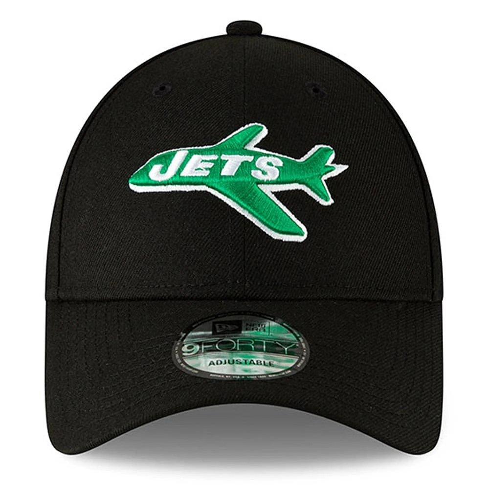 Men's New Era Black New York Jets The League Throwback 9FORTY Adjustable Hat