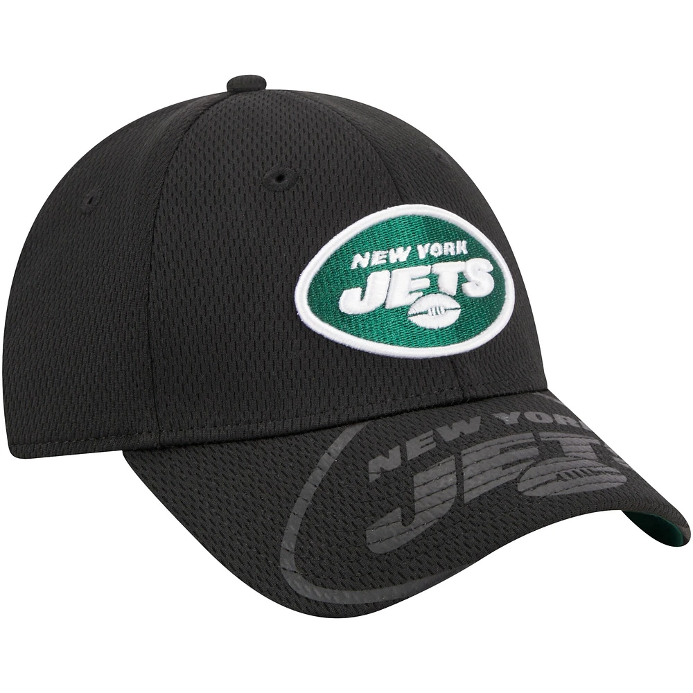 Casquette réglable 9FORTY à visière supérieure New York Jets New Era noire pour hommes