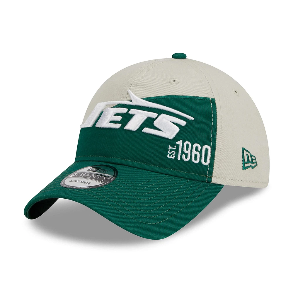 Casquette réglable New Era New York Jets 2023 Sideline Historic 9TWENTY pour homme, crème/vert