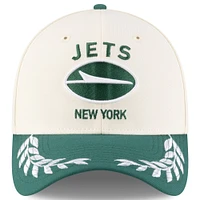 Casquette New Era 39THIRTY Flex crème/verte pour homme des York Jets, draft NFL 2025