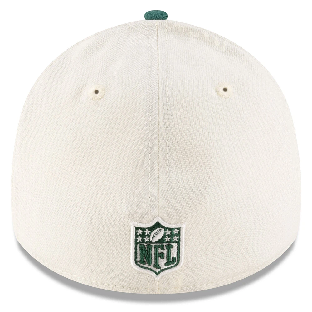 Casquette New Era 39THIRTY Flex crème/verte pour homme des York Jets, draft NFL 2025