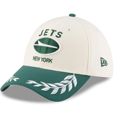 Casquette New Era 39THIRTY Flex crème/verte pour homme des York Jets, draft NFL 2025