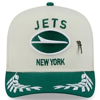 Casquette ajustée New Era 59FIFTY crème/verte pour homme, York Jets, repêchage NFL 2025