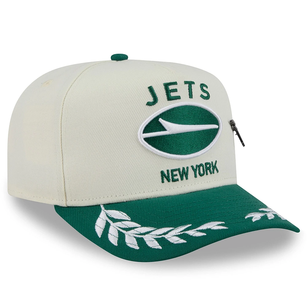 Casquette ajustée New Era 59FIFTY crème/verte pour homme, York Jets, repêchage NFL 2025