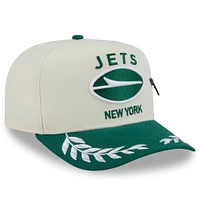 Casquette ajustée New Era 59FIFTY crème/verte pour homme, York Jets, repêchage NFL 2025