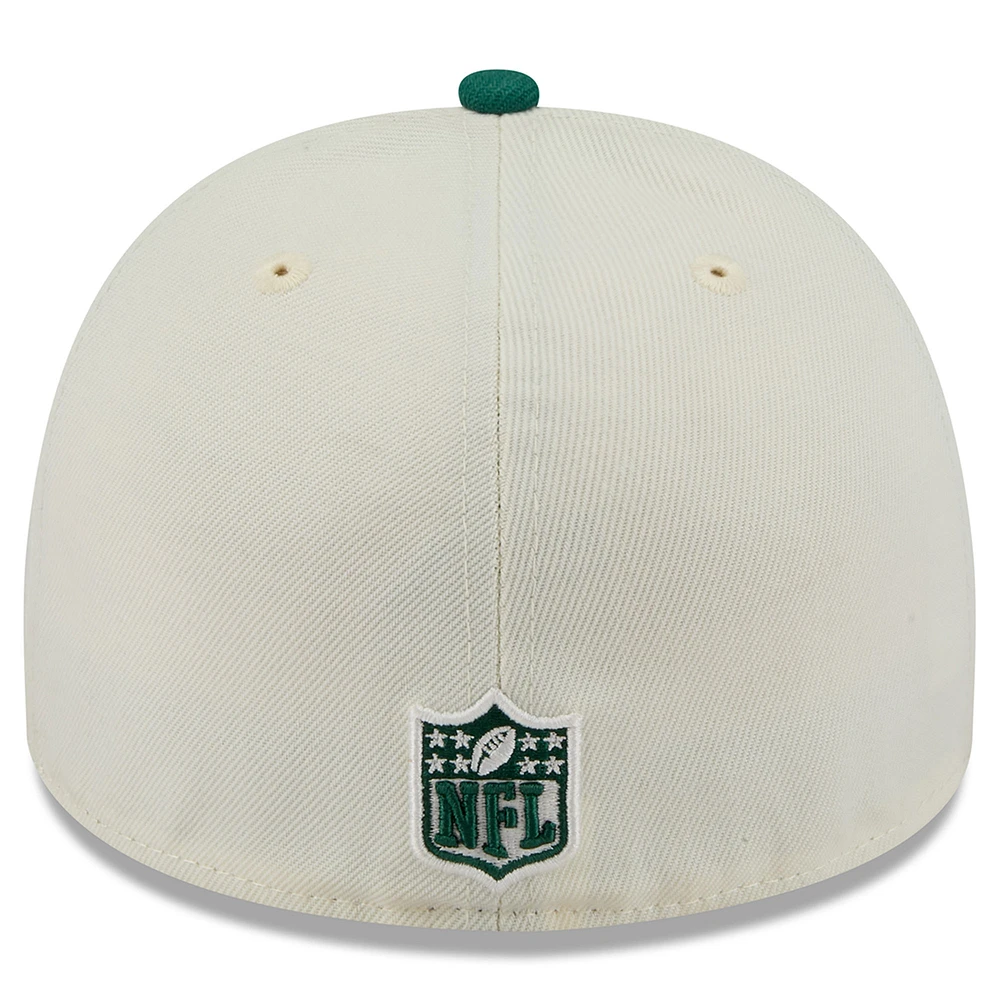 Casquette ajustée New Era 59FIFTY crème/verte pour homme, York Jets, repêchage NFL 2025