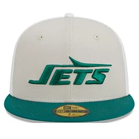 Men's New Era  Cream/Kelly Green York Jets 2023 Sideline Historic 59FIFTY Fitted Hat