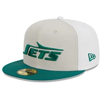 Men's New Era  Cream/Kelly Green York Jets 2023 Sideline Historic 59FIFTY Fitted Hat