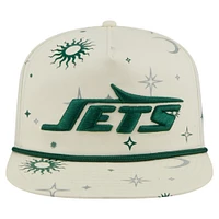 Casquette ajustable New Era pour homme, couleur crème, style Celestial Golfer, des New York Jets
