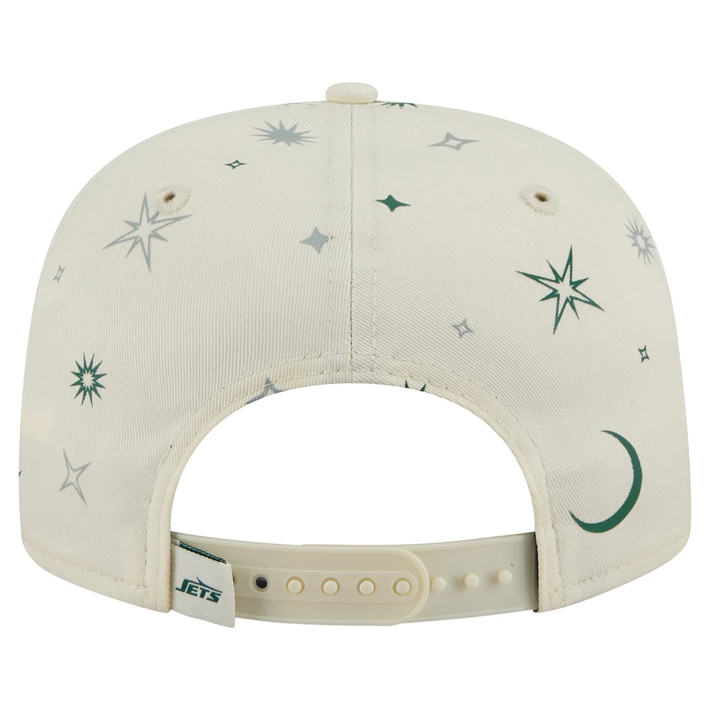 Casquette ajustable New Era pour homme, couleur crème, style Celestial Golfer, des New York Jets