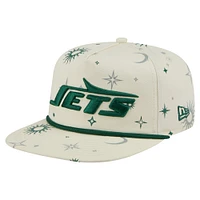 Casquette ajustable New Era pour homme, couleur crème, style Celestial Golfer, des New York Jets