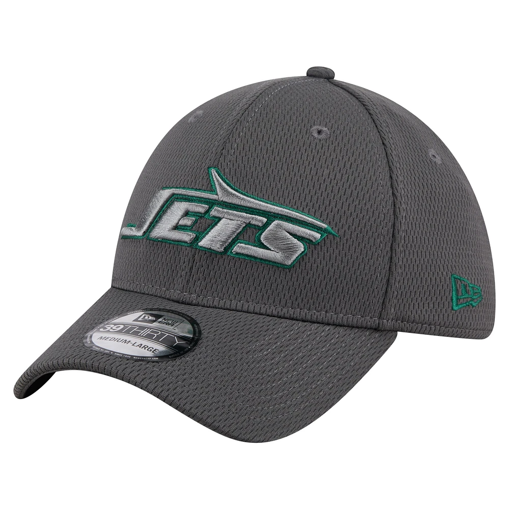 Casquette New Era Graphite York Jets 39THIRTY Flex pour homme
