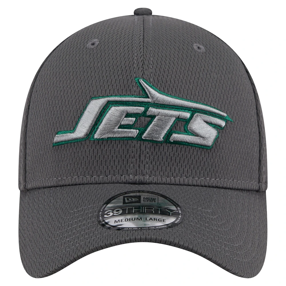 Casquette New Era Graphite York Jets 39THIRTY Flex pour homme