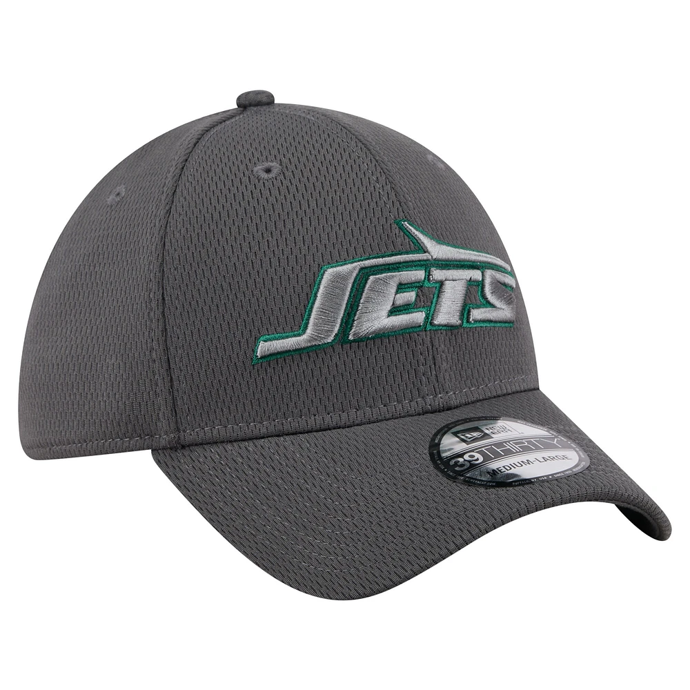 Casquette New Era Graphite York Jets 39THIRTY Flex pour homme