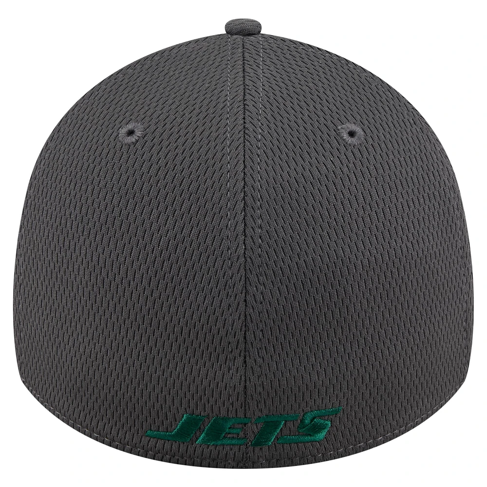 Casquette New Era Graphite York Jets 39THIRTY Flex pour homme