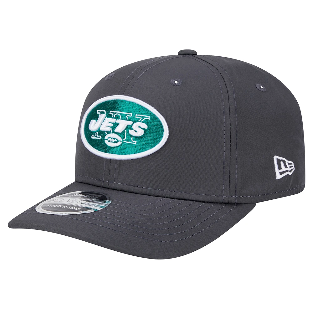 Casquette extensible à boutons-pression New Era Graphite New York Jets Main 9SEVENTY pour homme