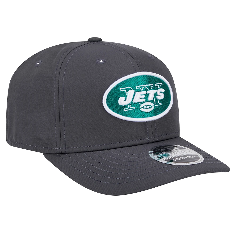 Casquette extensible à boutons-pression New Era Graphite New York Jets Main 9SEVENTY pour homme