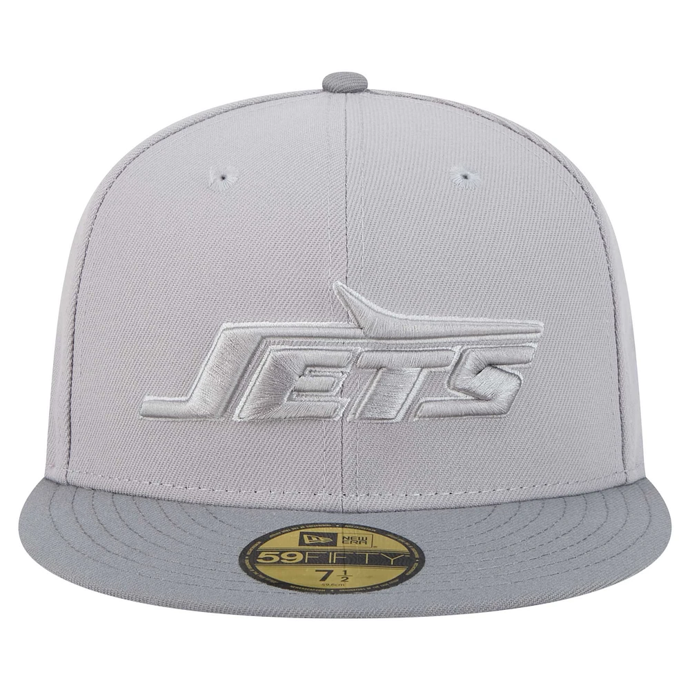 Men's New Era Gray/Graphite York Jets Iron Cloud 59FIFTY Fitted Hat