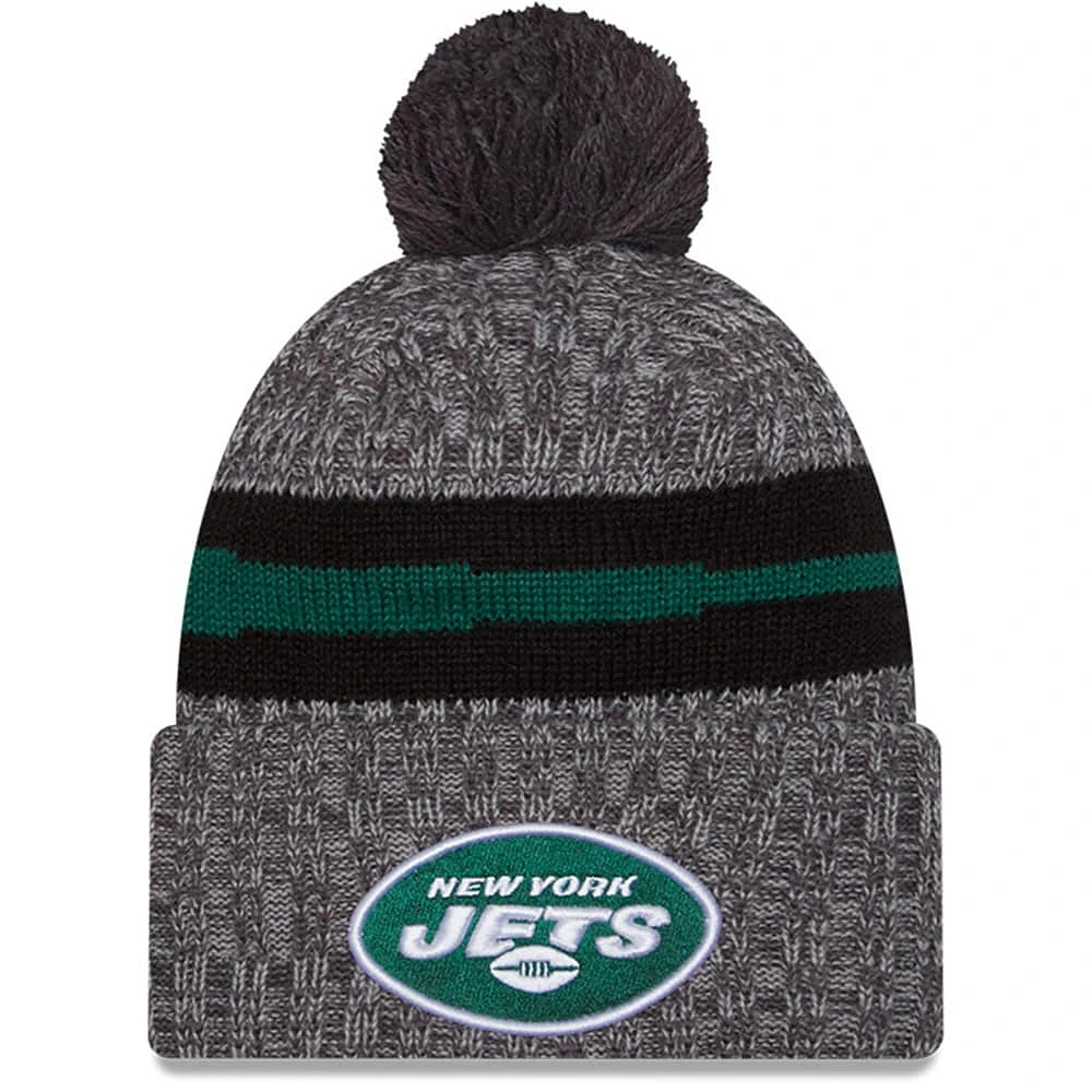 Bonnet en tricot à pompon à revers New Era New York Jets 2023 Sideline Sport pour hommes