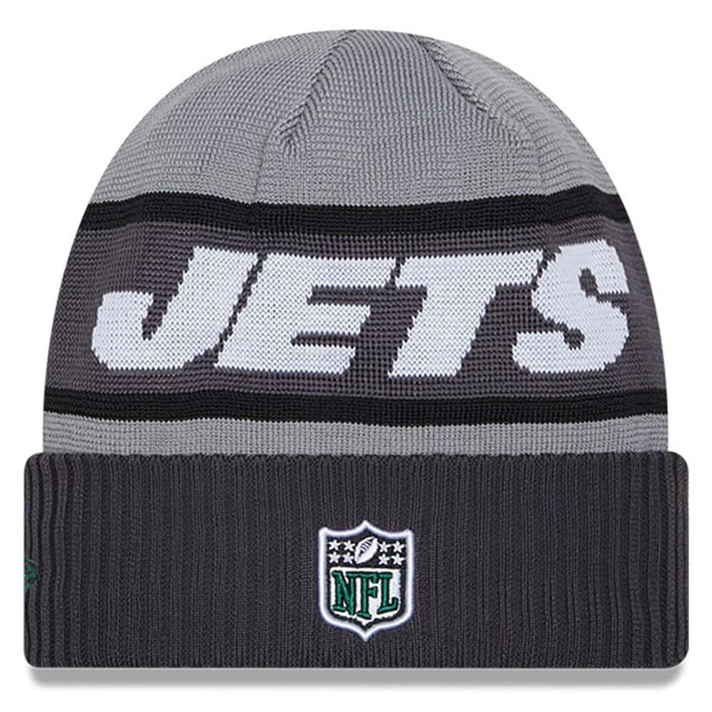 Bonnet en tricot à revers technique New Era New York Jets 2023 Sideline Tech pour homme