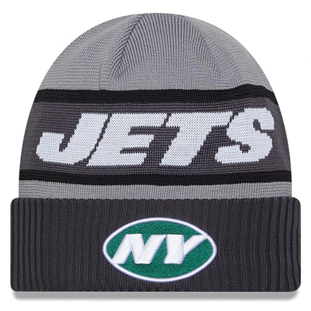 Bonnet en tricot à revers technique New Era New York Jets 2023 Sideline Tech pour homme