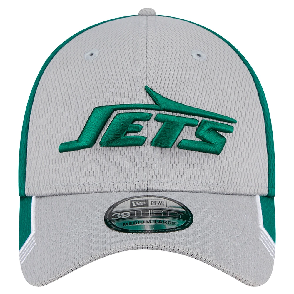 Casquette 39THIRTY Flex grise New Era pour homme avec visière active York Jets