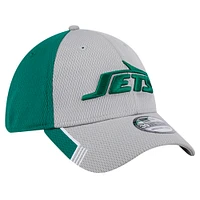 Casquette 39THIRTY Flex grise New Era pour homme avec visière active York Jets