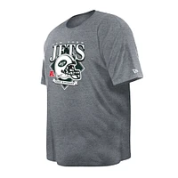 T-shirt gris New Era pour hommes des Jets de York avec grand et casque Historic Mark