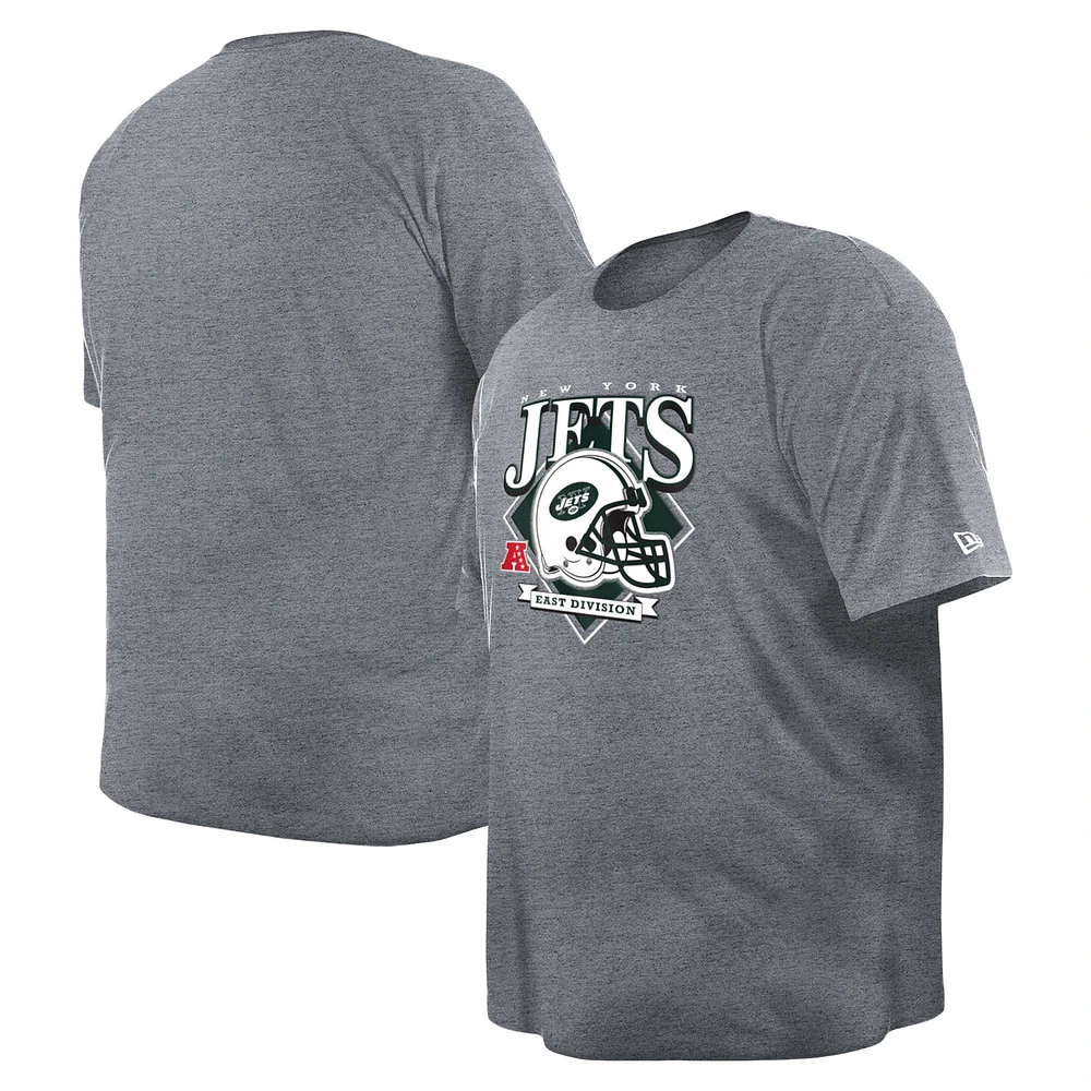 T-shirt gris New Era pour hommes des Jets de York avec grand et casque Historic Mark