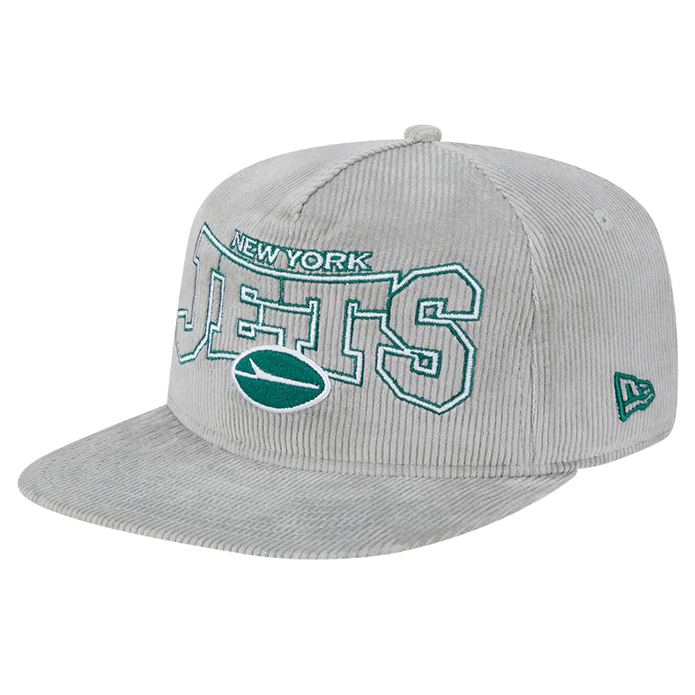 Casquette de golf ajustable en velours côtelé New Era pour homme, motif New York Jets, gris