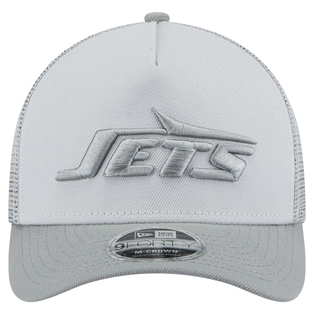 Casquette ajustable A-Frame Trucker 9FORTY Domain New Era grise pour homme des New York Jets