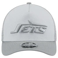 Casquette ajustable A-Frame Trucker 9FORTY Domain New Era grise pour homme des New York Jets