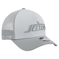 Casquette ajustable A-Frame Trucker 9FORTY Domain New Era grise pour homme des New York Jets