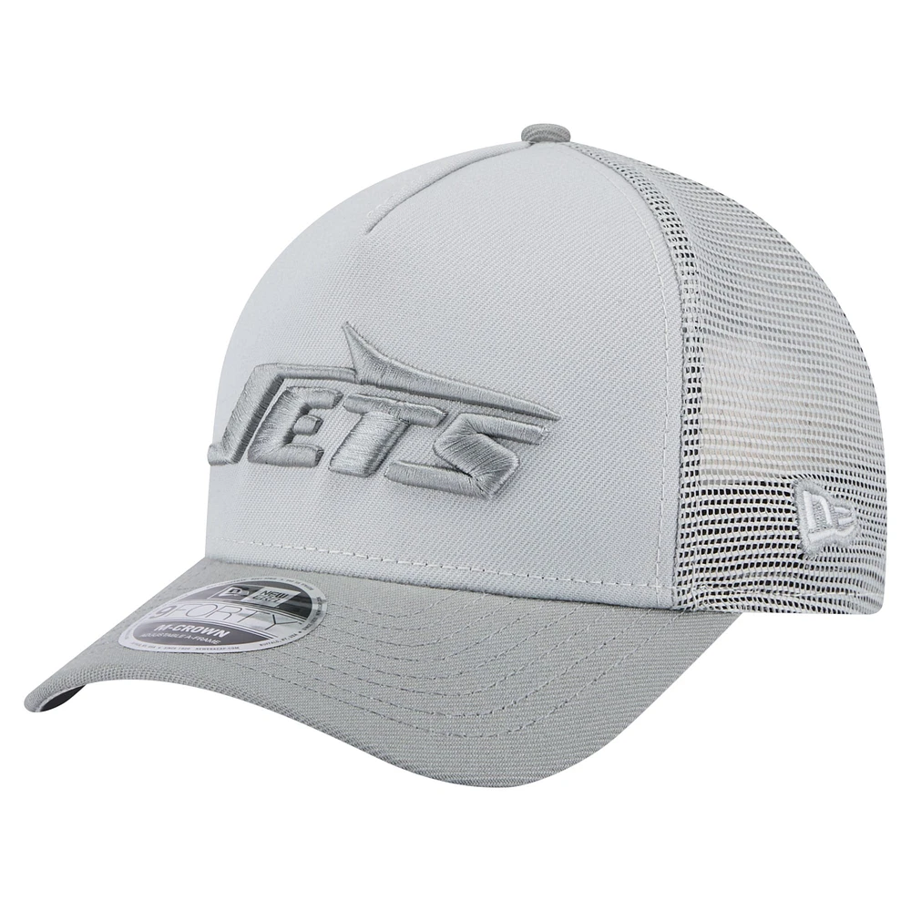 Casquette ajustable A-Frame Trucker 9FORTY Domain New Era grise pour homme des New York Jets