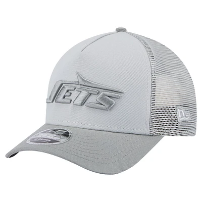 Casquette ajustable A-Frame Trucker 9FORTY Domain New Era grise pour homme des New York Jets