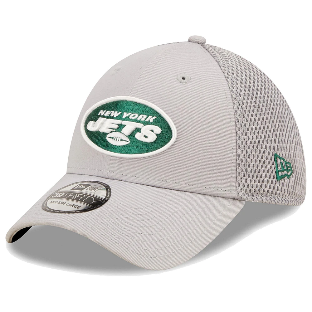 Men's New Era Gray York Jets Team Neo 39THIRTY Flex Hat