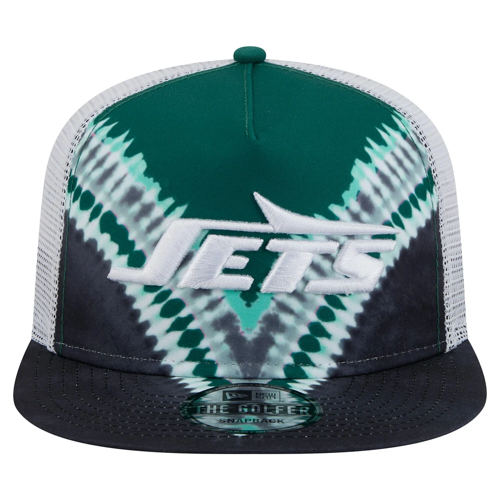 Casquette de golf à visière arrière New Era verte/noire New York Jets pour homme
