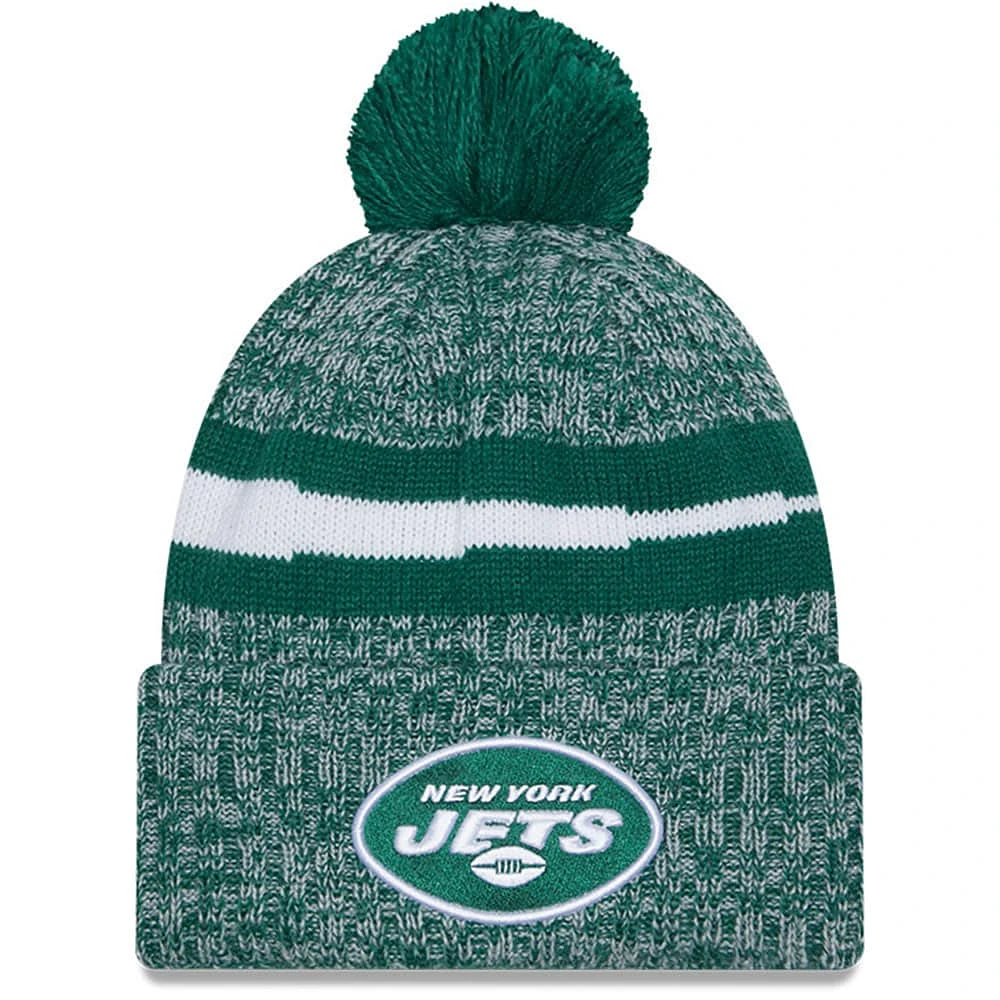 Bonnet en tricot vert à revers New York Jets 2023 Sideline pour homme avec pompon