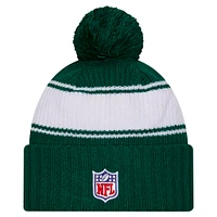 Men's New Era Green New York Jets 2024 Sideline Sport Cuffed Knit Hat with Pom