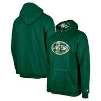 Men's New Era Green York Jets 3rd Down Plaid Pullover Hoodie