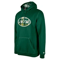 Men's New Era Green York Jets 3rd Down Plaid Pullover Hoodie