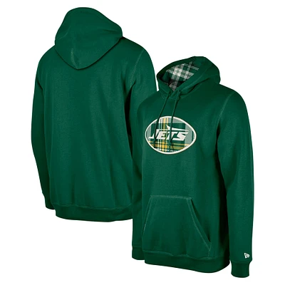 Men's New Era Green York Jets 3rd Down Plaid Pullover Hoodie